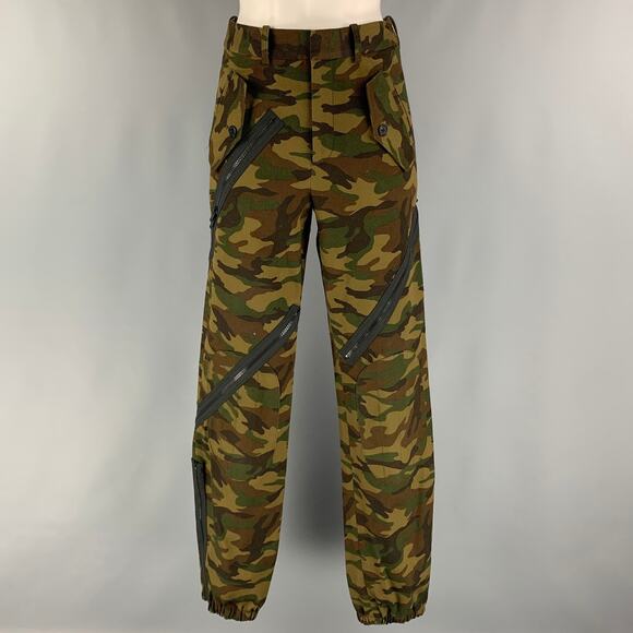 MONSE Size 0 Brown Olive Cotton Camouflage Zippers Detail Casual Pants - Picture 1 of 1